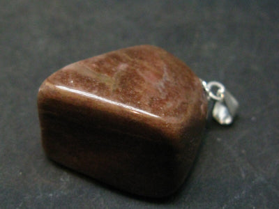 Rare Tumbled Brownish Pink Bustamite Silver Pendant with Attractive Pattern From South Africa - 1.1" - 8.4 Grams