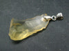 Gem Libyan Desert Glass Tektite Free Form Pendant Sterling Silver from Libya - 1.6" - 3.3 Grams