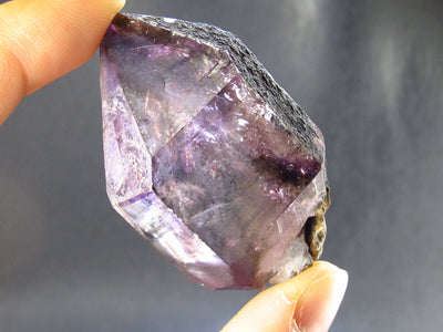 Elestial Amethyst Crystal Sceptered on Thin Stem from Zimbabwe - 50.3 Grams - 2.1"