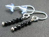 Simplicity at its Best! Rare Sparkly Faceted Black Spinel Tiny Beads Silver Dangle Shepherd Hook Earrings