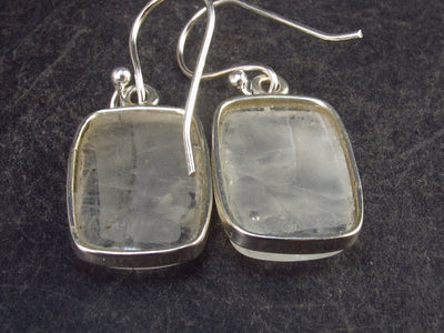 Cabochon Natural Moonstone 925 Sterling Silver Drop Earrings - 1.2" - 4.65 Grams