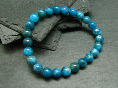 Neon Blue Apatite Genuine Bracelet ~ 7 Inches ~ 8mm Round Beads