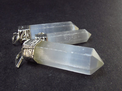 Set of 3 Selenite and Garnet Pendants From Morocco