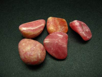 Lot of 5 natural rich pink color Rhodochrosite tumbled stones from Argentina