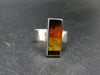 Geometric Modernist Natural Multi Color “Rainbow” Baltic Amber 925 Silver Ring - 8