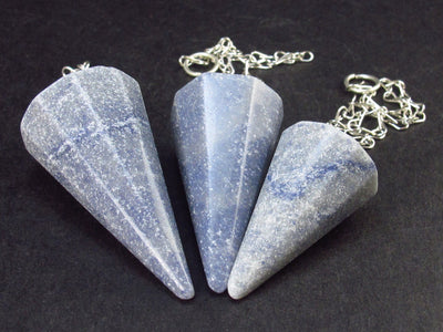 Lot of 3 Natural Blue Quartz Pendulums from Brazil - 50.1 Grams