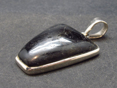 Very Rare Sterling Silver Nuumite Nuummite Pendant From Greenland - 1.6" - 8.9 Grams