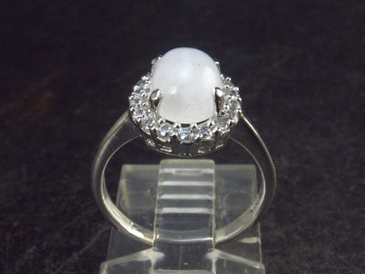 Natural Oval Shaped Glow From Inside Moonstone 925 Silver Ring - Size 4.75 - 2.27 Grams