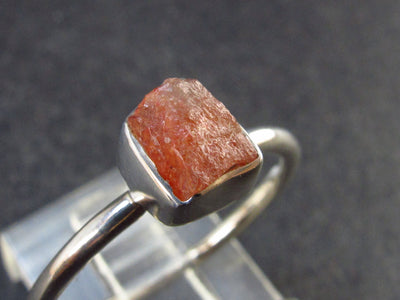 Raw Sunstone 925 Silver Ring From Tanzania - 1.9 Grams - Size 8.5