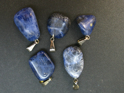 Lot of 5 Natural Sodalite Tumbled Pendants from Canada
