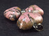 Lot of 3 Natural Rhodonite Puffed Heart Pendants from Canada