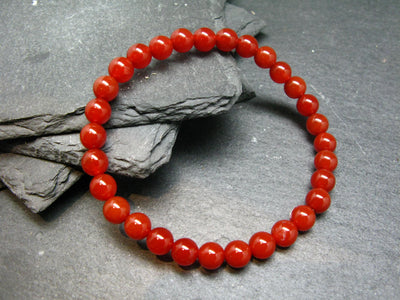Carnelian Genuine Bracelet ~ 7 Inches ~ 6mm Round Beads