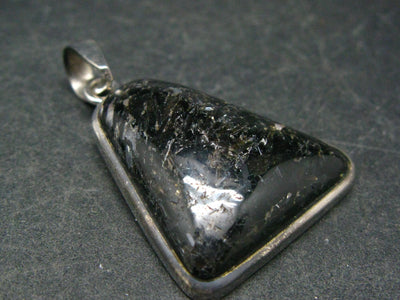 Very Rare Sterling Silver Nuumite Nuummite Pendant From Greenland - 1.5" - 8.58 Grams