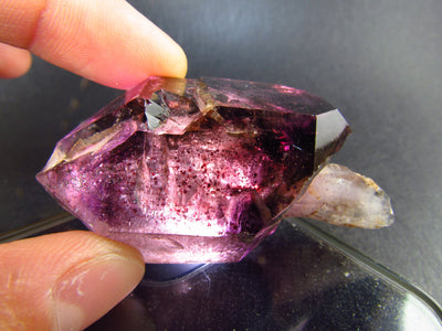 Elestial Amethyst Crystal Sceptered on Thin Stem from Zimbabwe - 51.9 Grams - 2.4"