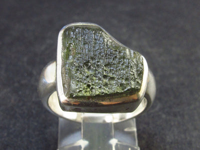 Moldavite Tektite Silver Ring from Czech Republic - Size 5.5 - 8.0 Grams