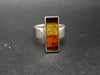 Geometric Modernist Natural Multi Color “Rainbow” Baltic Amber 925 Silver Ring - 8