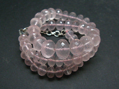 Symbol of Love and Beauty!! High Quality Gem Sparkly Faceted Rose Quartz Beads Necklace from Brazil - 16.5"
