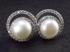 The Most Classic Earring Styles!! Natural 8mm Round Freshwater Cultured Pearls 925 Silver Stud Earrings with CZ - 0.8"