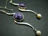 Charoite AAA Quality Sterling Silver Earrings From Russia - 2.8"