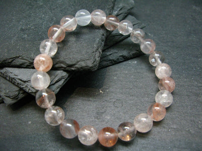 Agnitite Hematoid Quartz Genuine Bracelet ~ 7 Inches ~ 8mm Round Beads