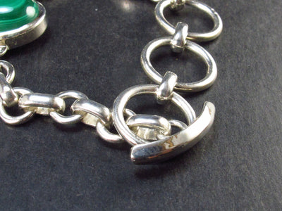 Beautiful Malachite Silver Bracelet - 8.5" - 36.1 Grams