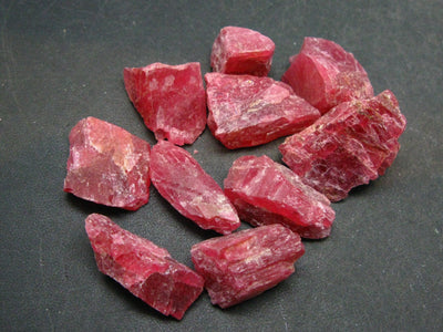 Lot of 10 Rich Pink Rhodonite Rodonite Crystals From Brazil - 31.6 Grams