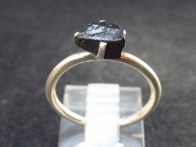 Natural Crystal Black Tourmaline Schorl 925 Silver Ring From Namibia - 1.7 Grams - Size 6.25