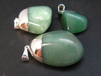 Lot of 3 Natural Green Aventurine Tumbled Pendant stone from India
