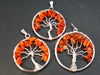 Set of Three Natural Carnelian Tree of Life Healing Necklace Pendant