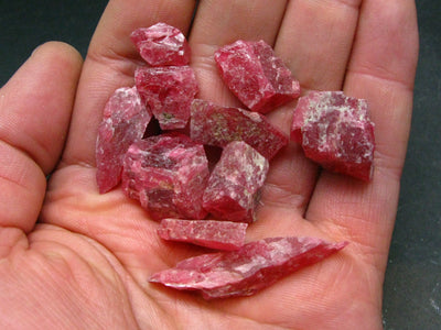 Lot of 10 Rich Pink Rhodonite Rodonite Crystals From Brazil - 40.2 Grams