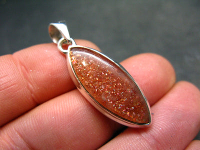 Shiny Sunstone 925 Silver Pendant From Tanzania - 1.6" - 5.7 Grams