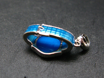 4.56 Billion Years Old Meteorite!!. Muonionalusta Meteorite Blue Enamel Silver Pendant from Sweden - 1.0 "