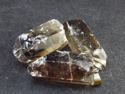 Lot of Three Natural Large Terminated Smoky Quartz Crystals Pendant from Brazil - 29.3 Grams