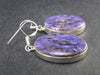 Charoite Sterling Silver Dangling Earrings From Russia - 13.7 Grams