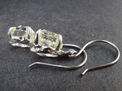 Fine Herkimer Diamond Silver Earrings From New York - 1.2" - 3.9 Grams