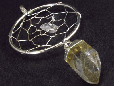 Merchant Stone!! Quartz Crystal Spider Web Pendant from Brazil