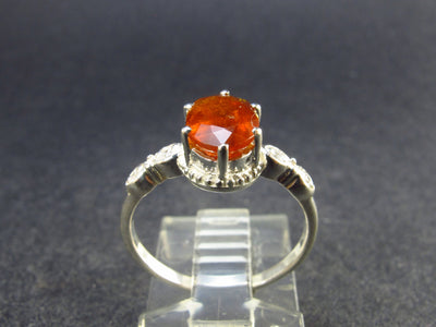 Faceted Orange Kyanite Crystal Silver Ring From Brazil - 2.2 Grams - Size 6.25