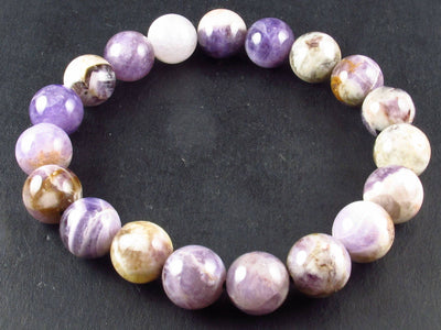 Rare Amethyst Quartz Bracelet From Brazil - 7" - 10mm Round Beads