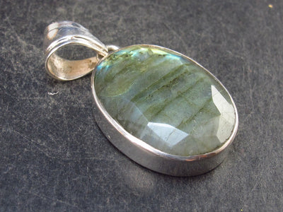 Faceted Labradorite Pendant In 925 Sterling Silver From Madagascar - 1.4'' - 6.9 Grams