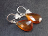 Natural Reddish Orange Faceted Teardrop Hessonite Garnet 925 Sterling Silver Earrings - 1.2" - 3.5 Grams