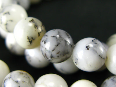 Merlinite Moss Agate Necklace Beads From Brazil - 19" - 6mm Round Beads