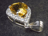 Stone of Success!! Genuine Intense Yellow Citrine Gem Sterling Silver Pendant From Brazil - 1.3" - 6.3 Grams