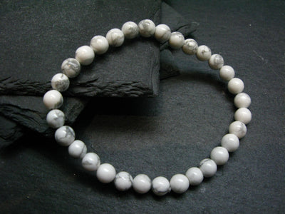 Howlite Genuine Bracelet ~ 7 Inches ~ 6mm Round Beads