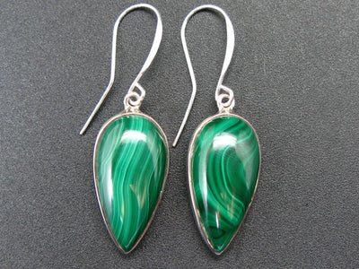 Queen of Green!! Rich Vivid Vibrant Green Malachite Dangling SS Earrings