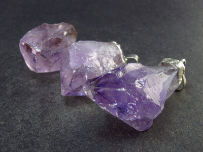 Lot of 3 Natural Raw Amethyst Pendants from Brazil