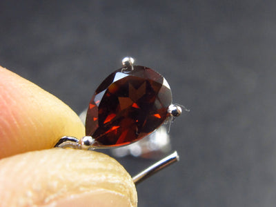 Love and Passion!! Pear Shaped Faceted Natural Red Garnet Almandine 925 Silver Shepherd's Hook Earrings from India - 0.8" - 1.3 Grams