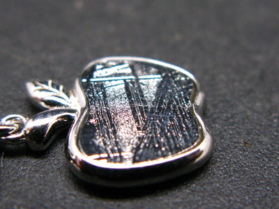 4.56 Billion Years Old Meteorite!!. Muonionalusta Meteorite Apple Silver Pendant from Sweden - 0.8"