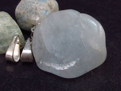 Lot of 3 Natural Tumbled Aquamarine Pendant Stone from Brazil