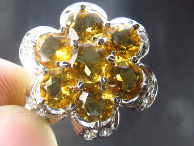 Stone of Success!! Genuine Intense Yellow Citrine Gem Sterling Silver Pendant From Brazil - 1.2" - 3.34 Grams