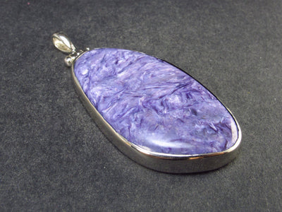 Lilac Stone!!! Stunning Silky Charoite Sterling Silver Pendant From Russia - 2.4" - 16.8 Grams